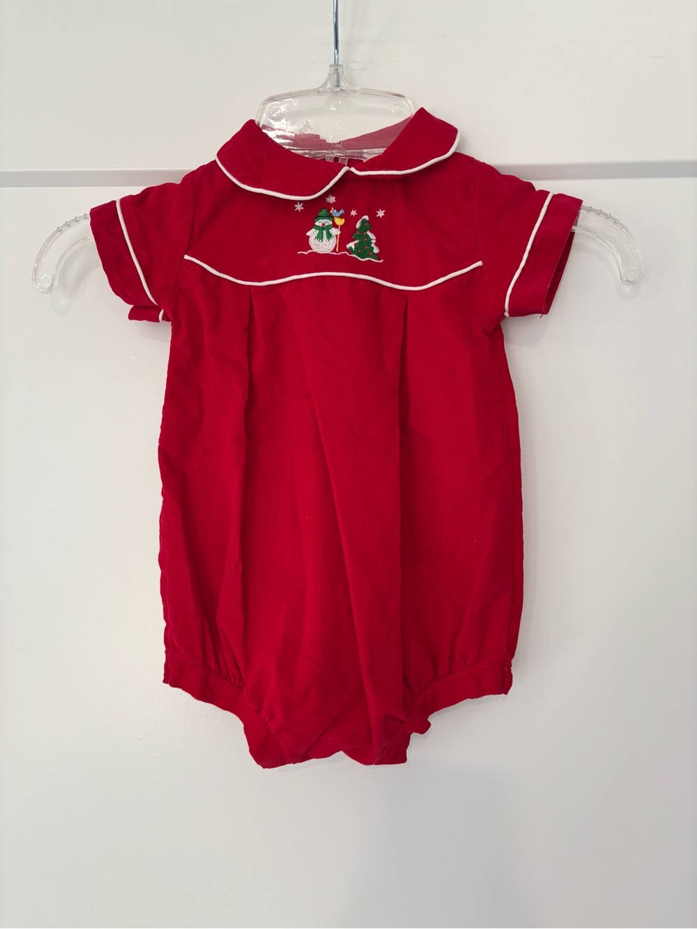 Vintage 90s Alexis Red Christmas Tree Snowman Bubble Romper 3m